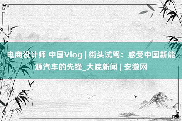 电商设计师 中国Vlog | 街头试驾：感受中国新能源汽车的先锋_大皖新闻 | 安徽网